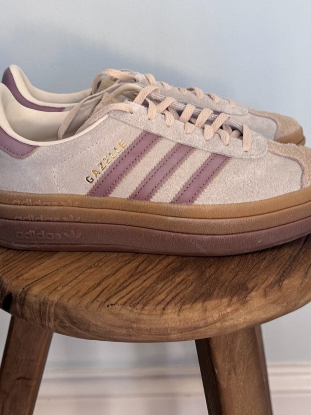 adidas Originals Gazelle Bold Platform Sneaker Cream White / Clay / Sand | W6 - Picture 4 of 7